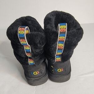 Ugg Sz 11 Boots Fluff Mini Quilted Rainbow Multicolor Back Strap